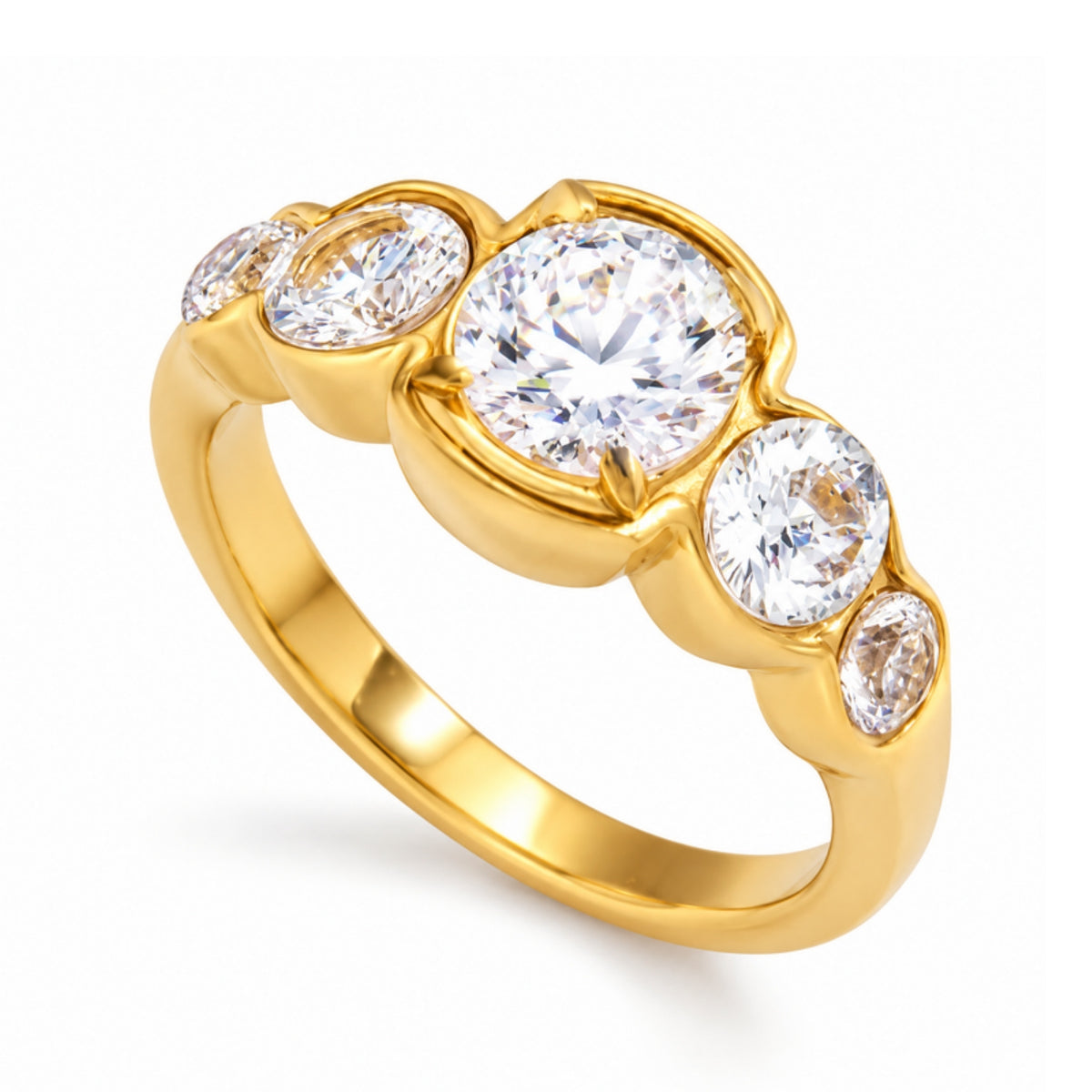 Cascade Ring - anillo dorado de cinco cristales