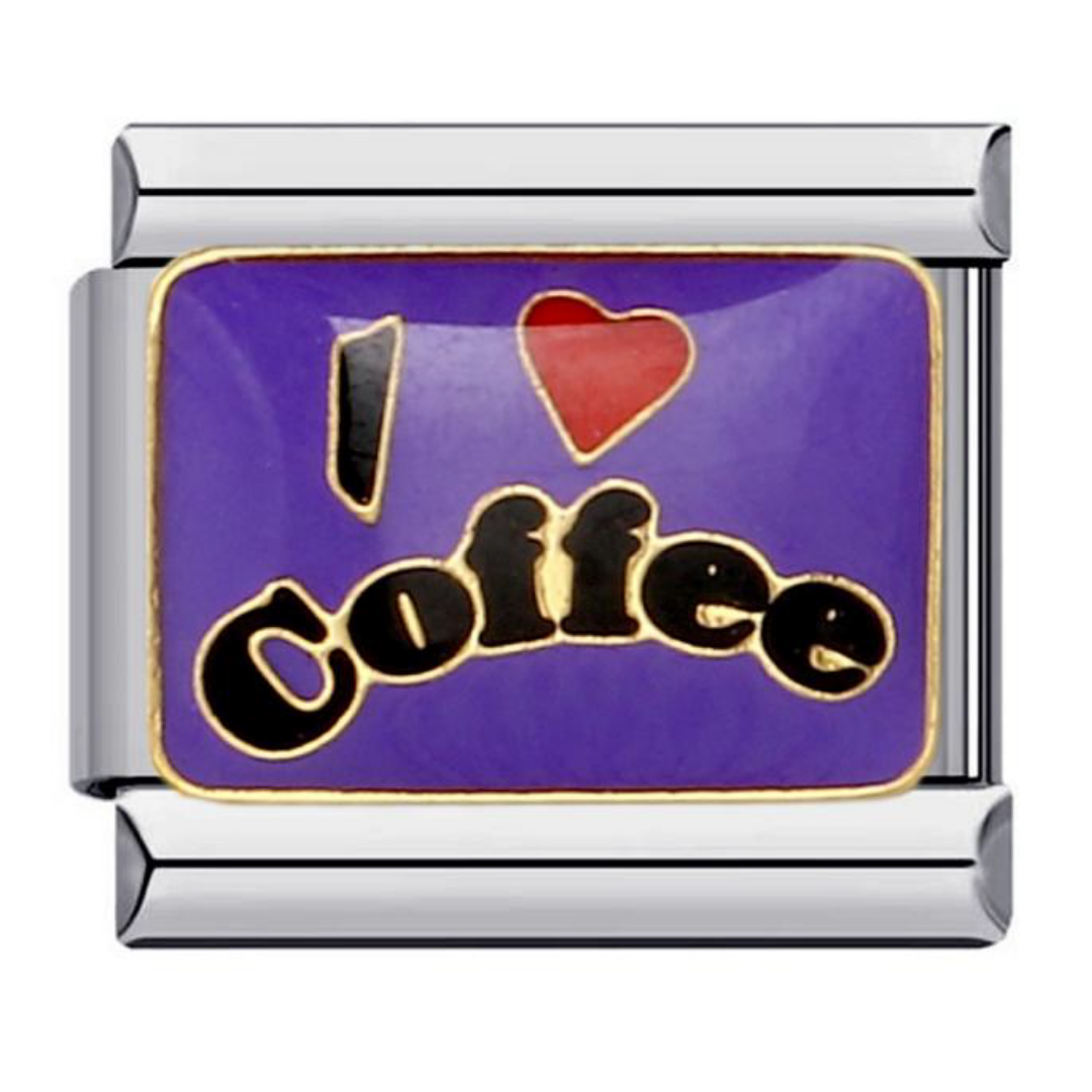 Charm I love coffee esmaltado morado