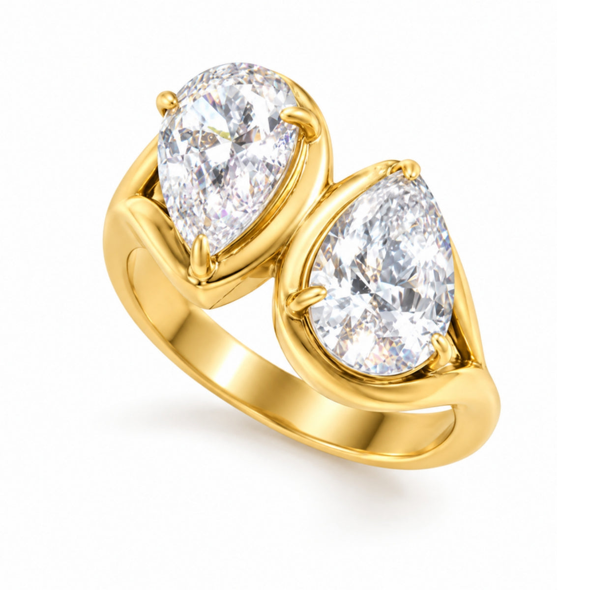 Mirage Ring - anillo dorado con dos cristales en forma de gota