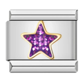 Charm estrella morada con brillos y borde dorado