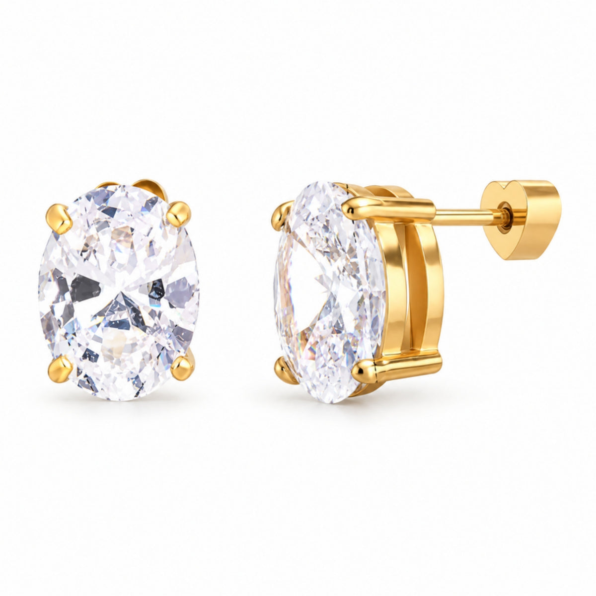 Luna Studs - broqueles dorados con cristal ovalado