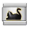 Charm gato negro esmaltado con contorno dorado