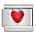 Charm corazón rojo de cristal plateado