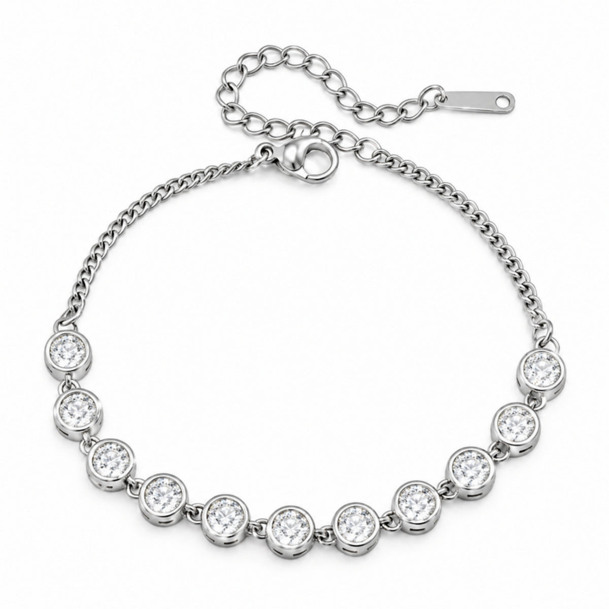 Halo Bracelet - pulsera plateada con cristales redondos