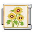 Charm girasoles esmaltados con marco dorado