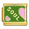 Charm Soul dorado con mitad de corazón rosa