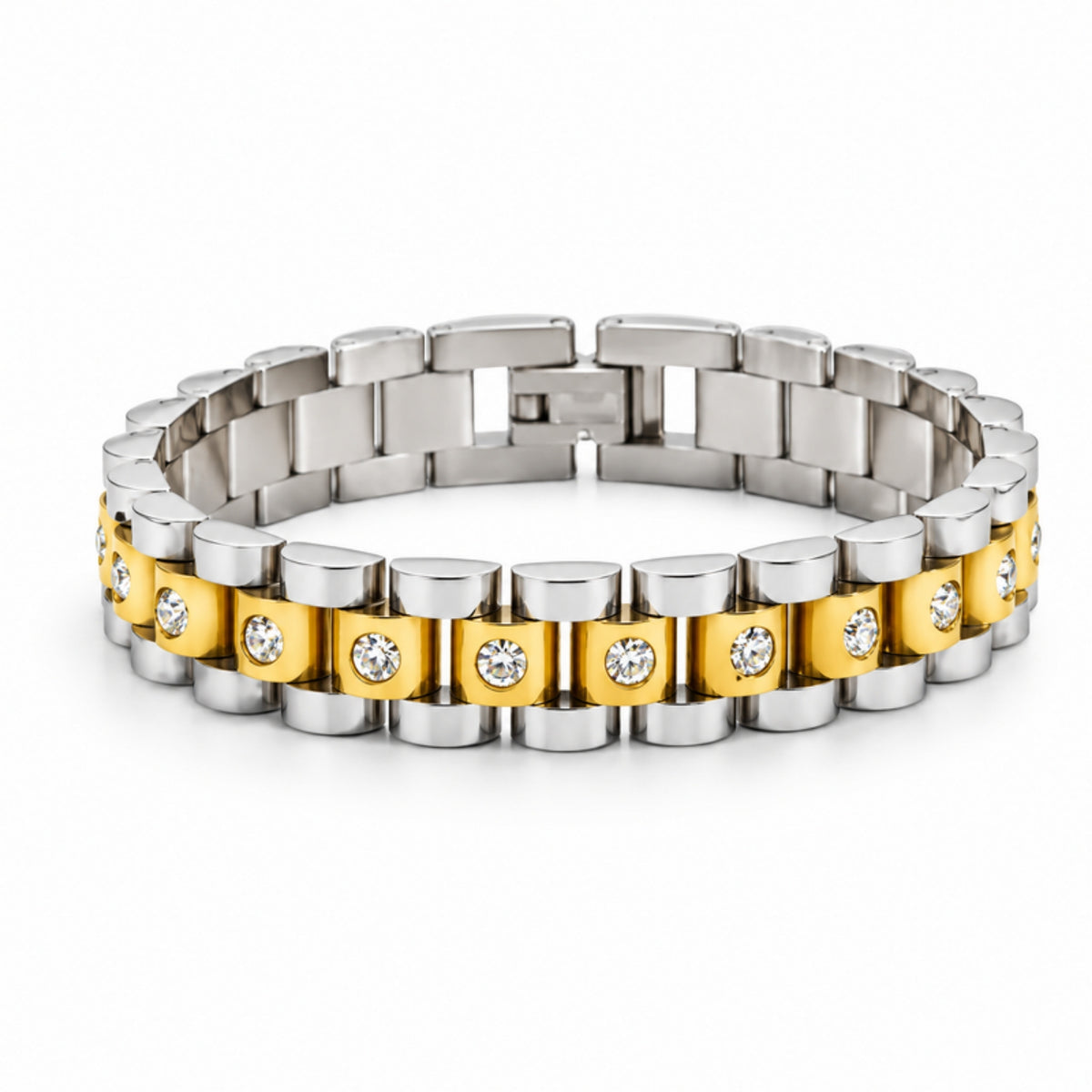 Royale Bracelet - pulsera bicolor tipo correa de reloj con cristales