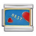Charm Best azul con mitad de corazón rojo