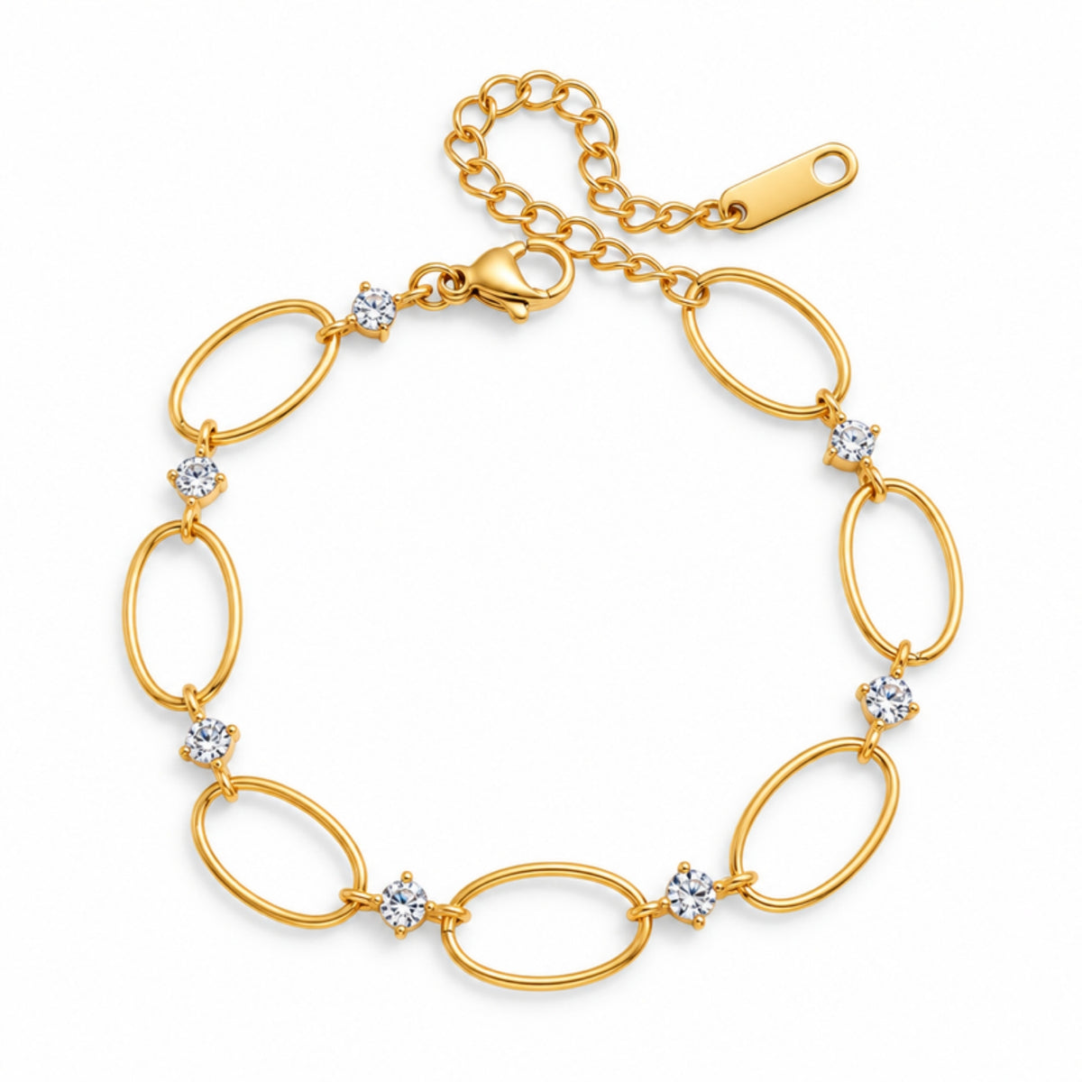 Orbit Bracelet - pulsera dorada de eslabones ovalados con cristales