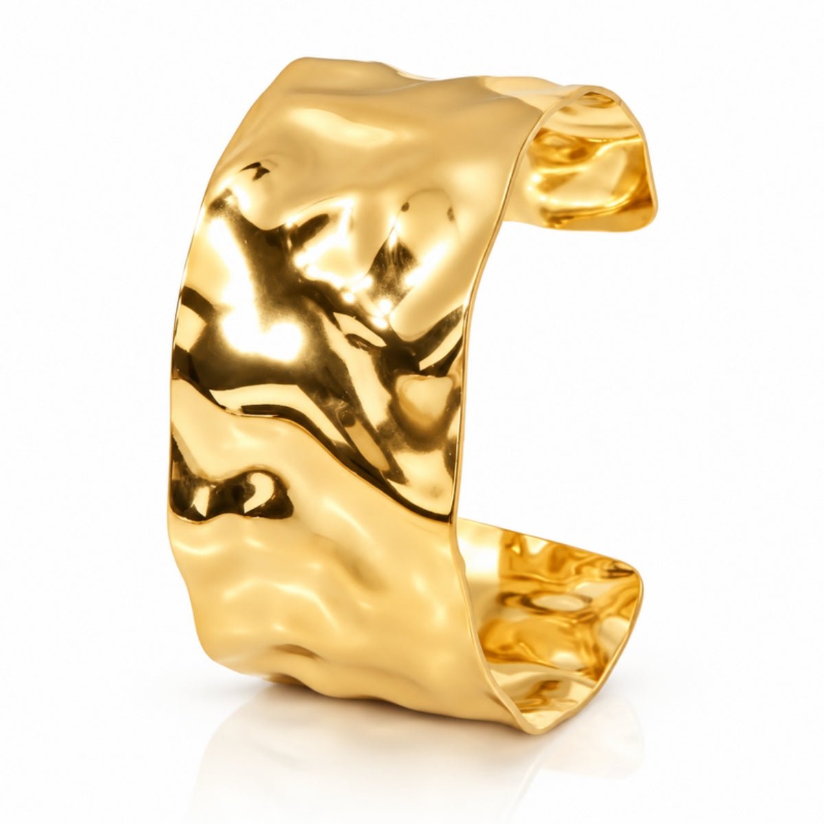 Molten Cuff - brazalete dorado martillado