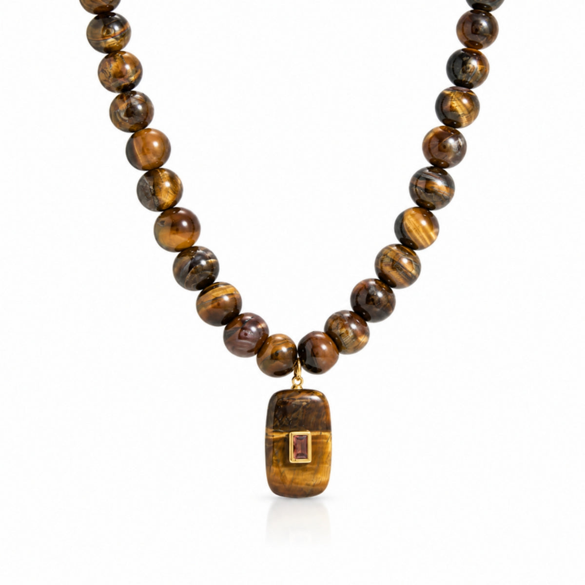 Savanna Necklace - collar de cuentas ojo de tigre con dije