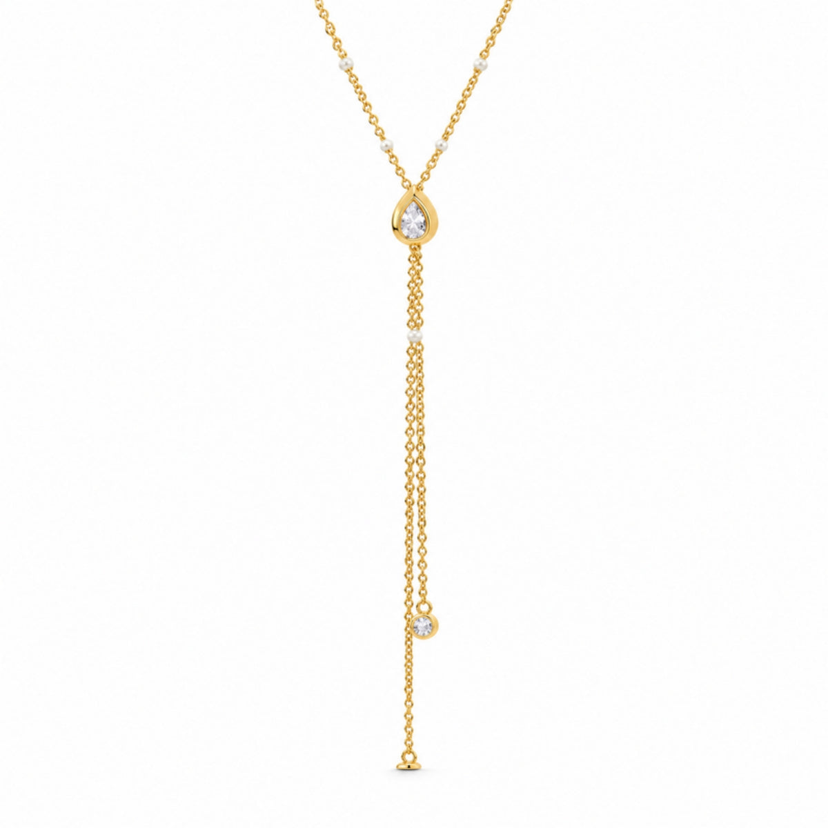 Teardrop Lariat - collar largo tipo Y dorado con cristal gota