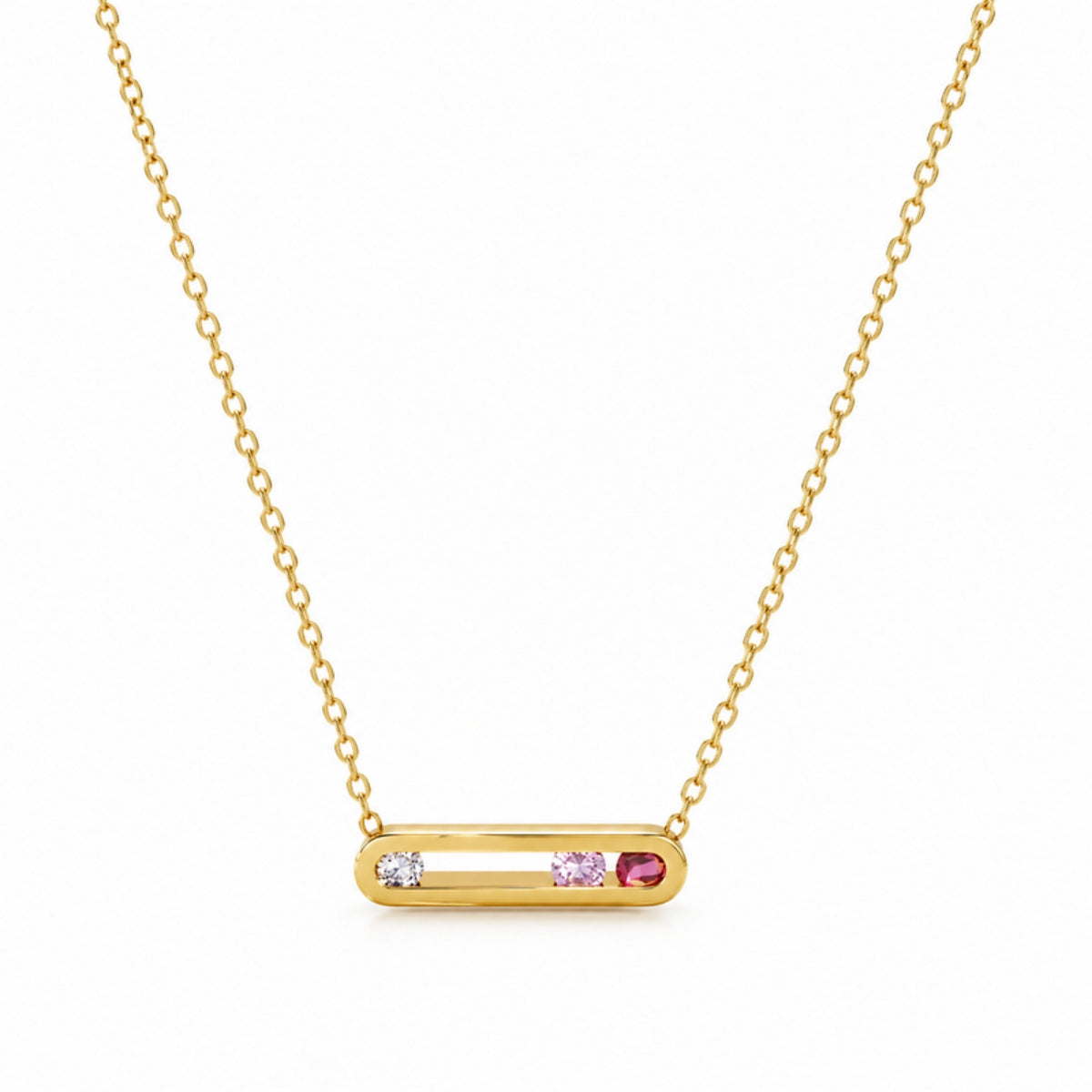 Rosé Bar Necklace - collar dorado con barra y cristales rosados