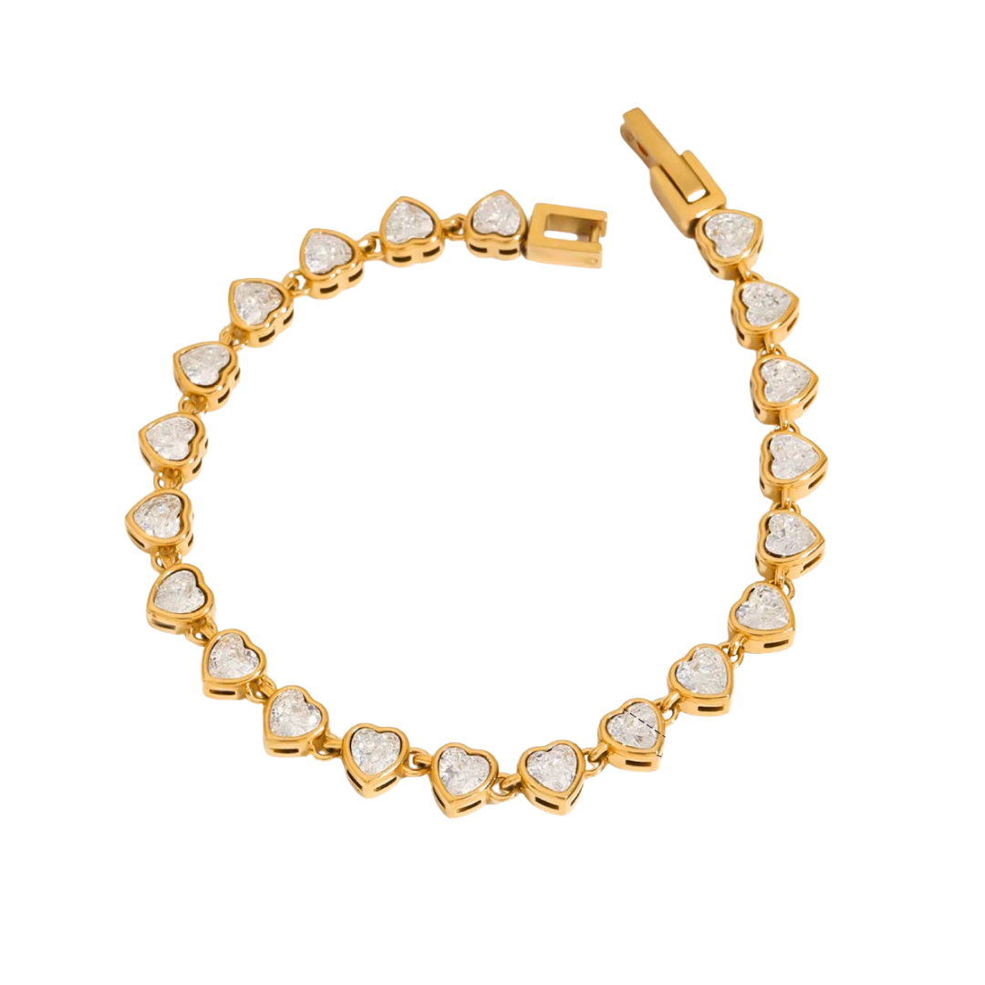 Brazalete corazones zirconia