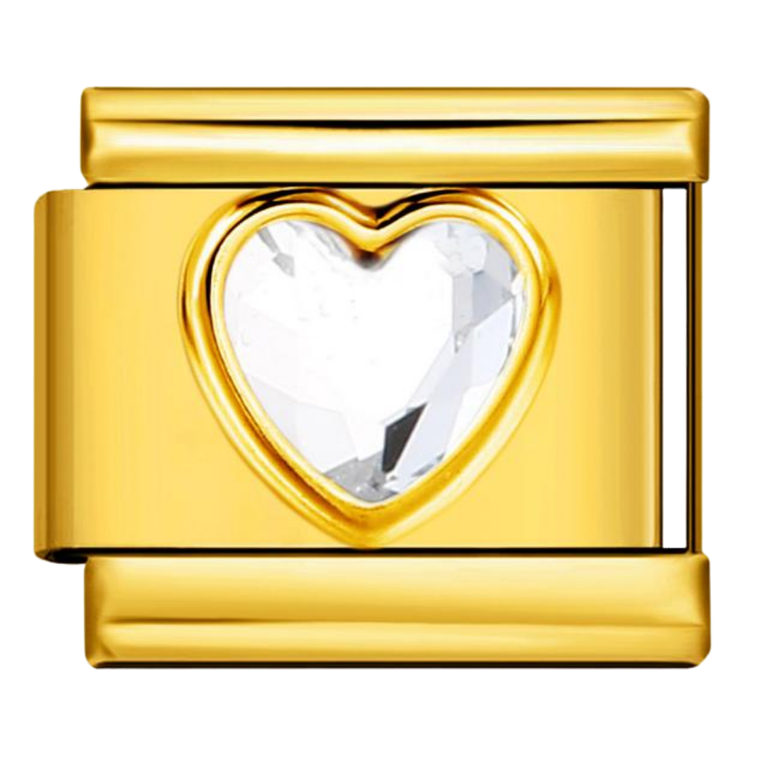 Charm Dorado Corazón Cristal