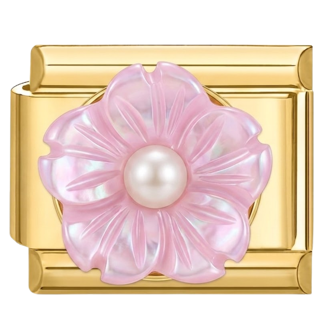 Charm Flor Nácar Rosa