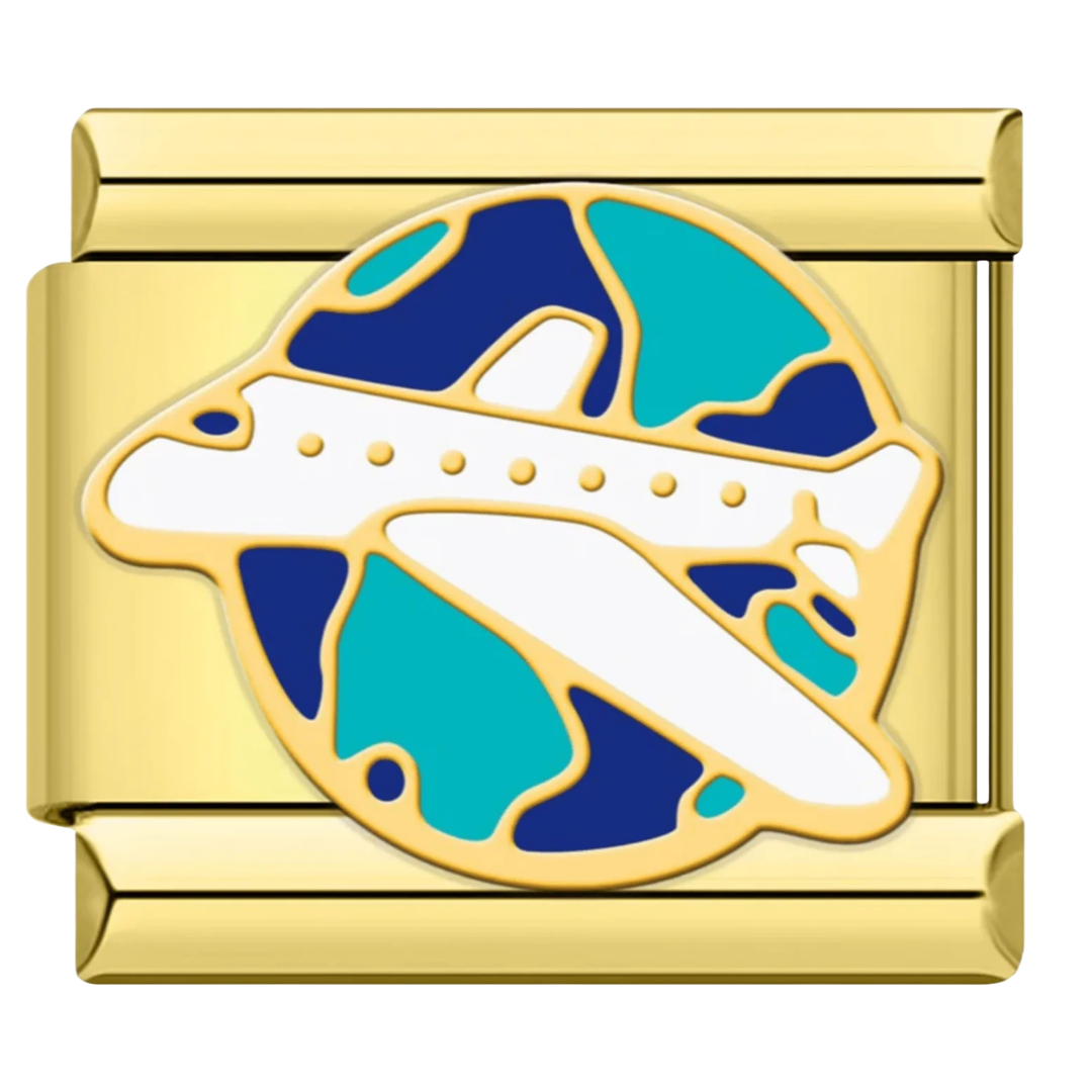 Charm Dorado Avión Viajero