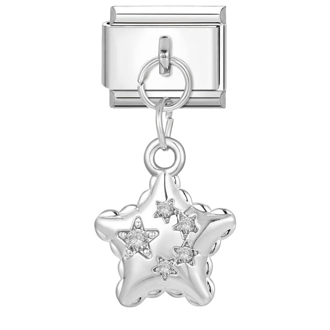 Charm colgante estrella de plata con circonitas
