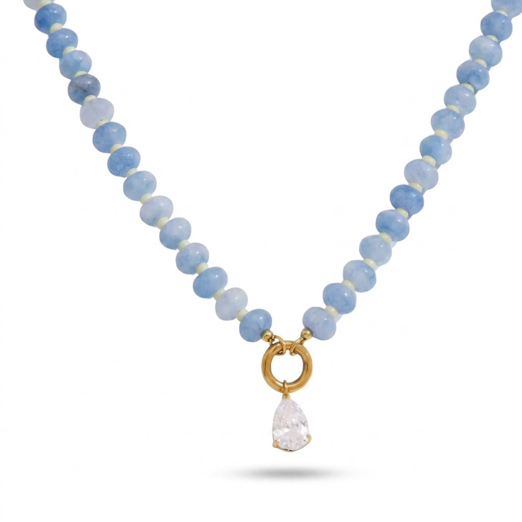 Collar de Cuentas Azules con Cristal