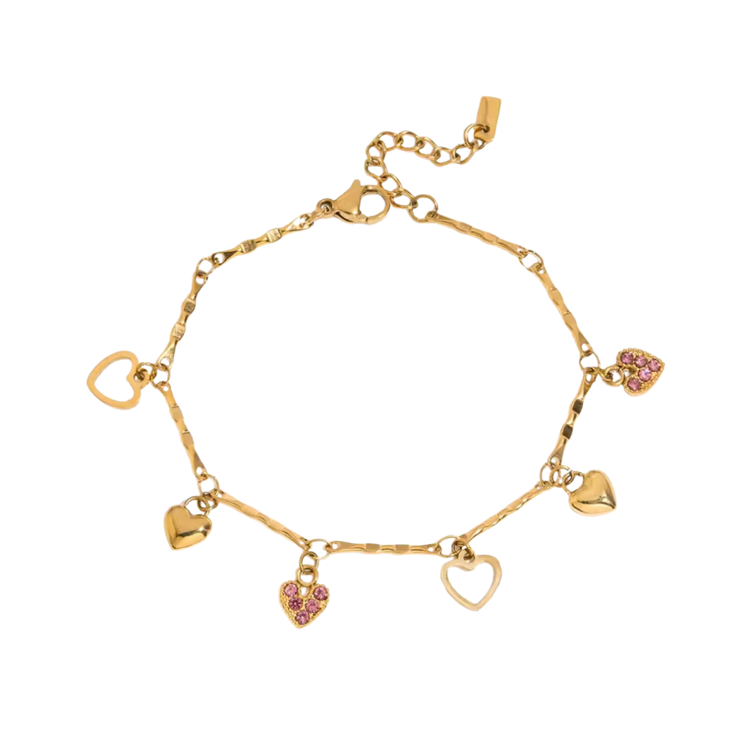 Brazalete charms corazones