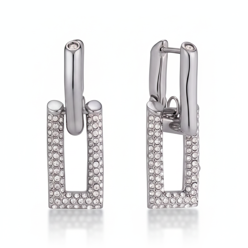 Aretes Chain Link Pavé