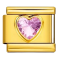 Charm Dorado con Corazón Rosa