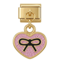 Charm Corazón Moño Glitter