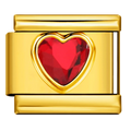 Charm Dorado con Corazón Rojo