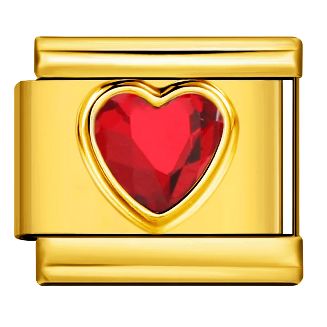 Charm Dorado con Corazón Rojo