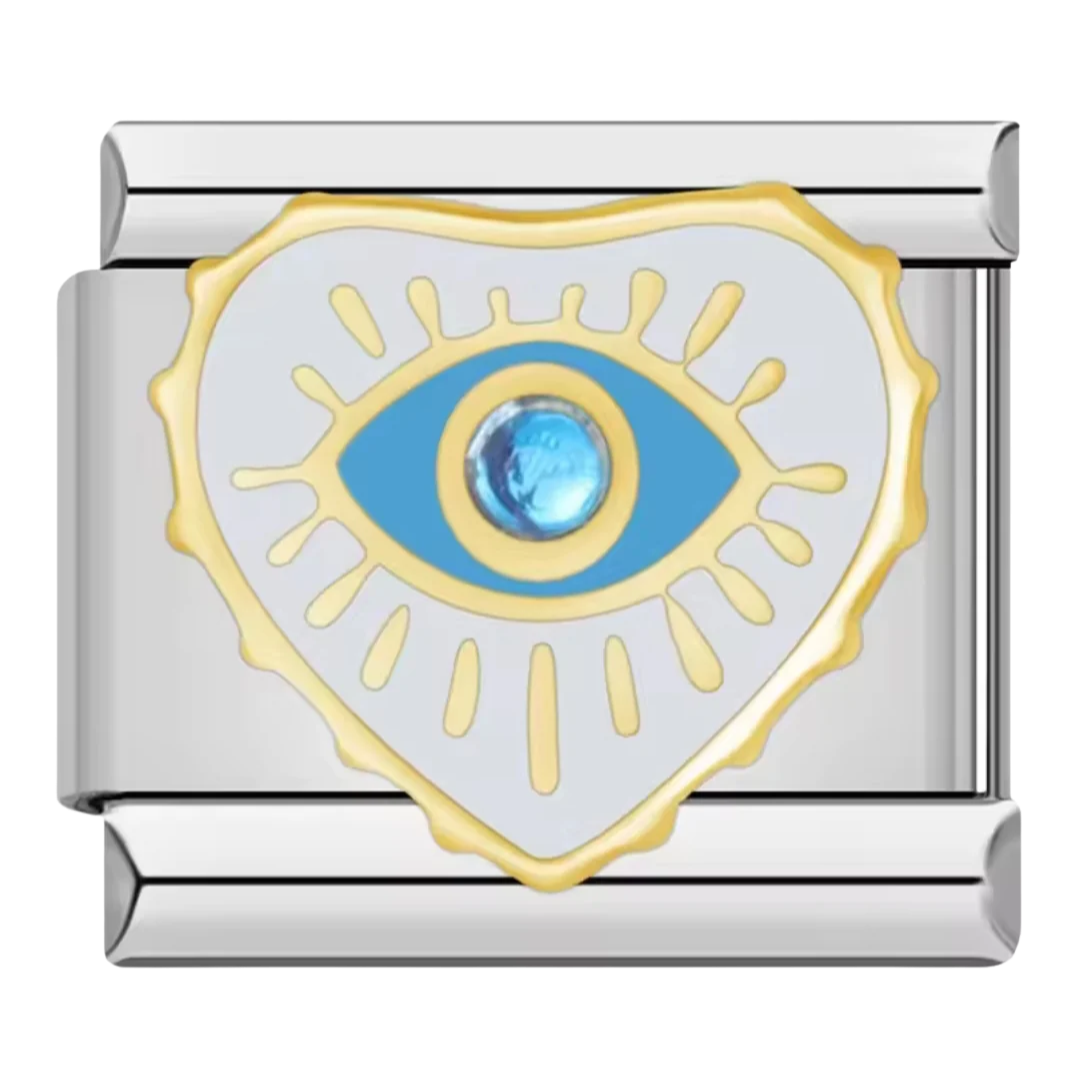 Charm Ojo Turco Corazón Dorado