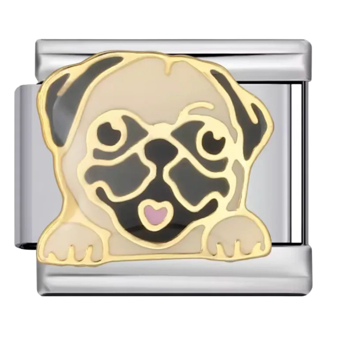 Charm Liso Perro Pug Dorado