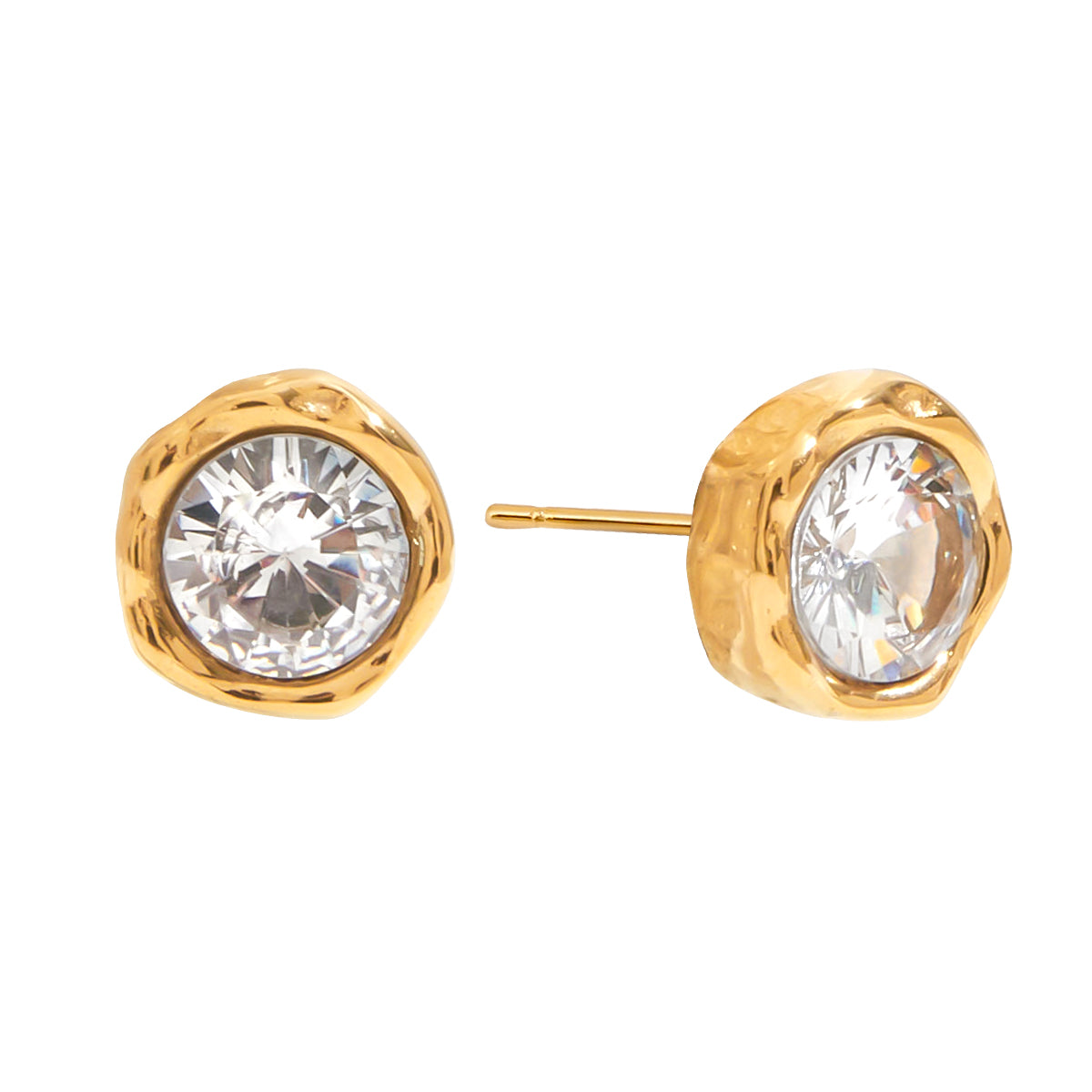 Aretes Dorados con Zirconia redondas