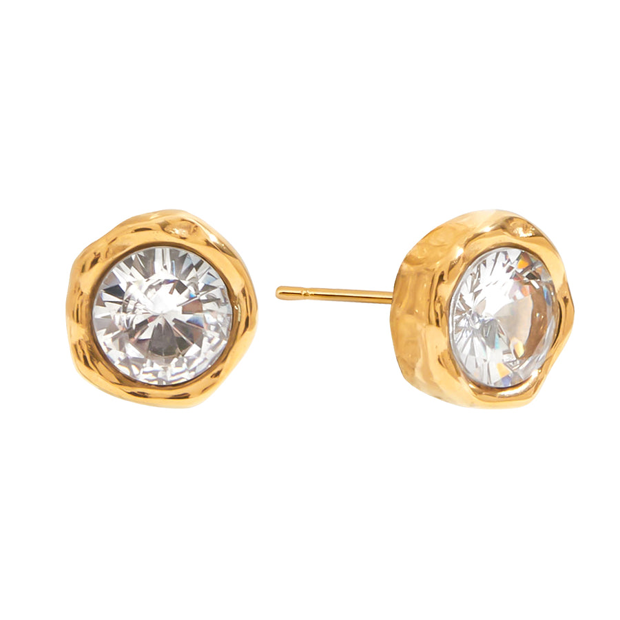 Aretes Dorados con Zirconia redondas