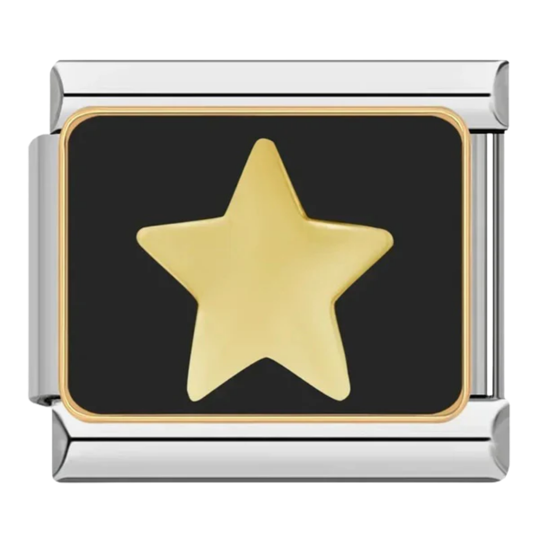 Charm Estrella Dorada En Fondo Negro