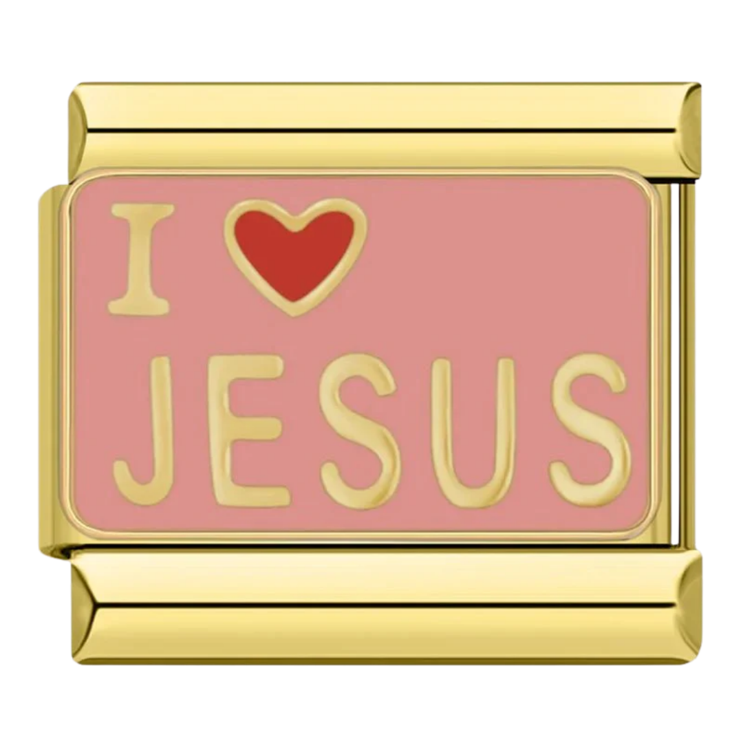 Charm Dorado I Love Jesus