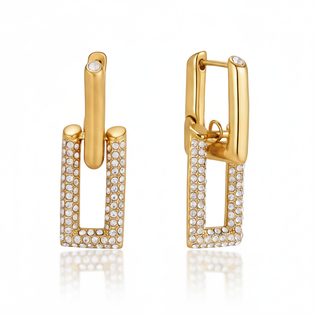 Aretes Chain Link Pavé