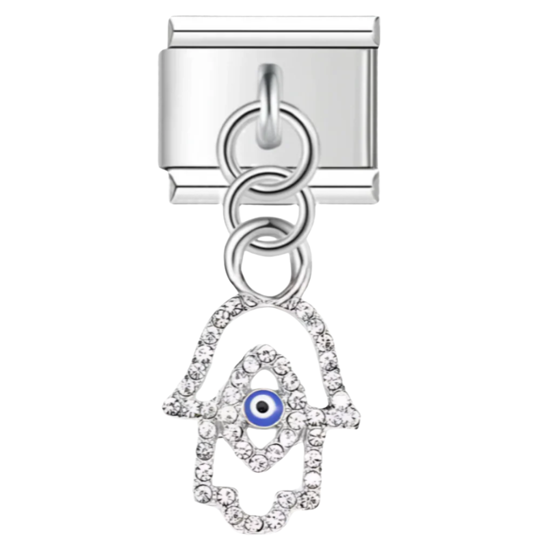 Charm Colgante Mano de Fátima con Cristales