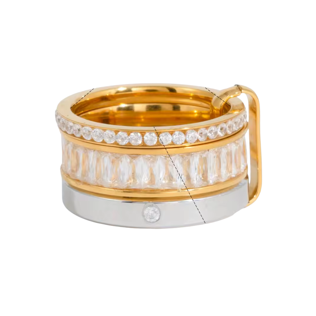 Anillo triple bicolor