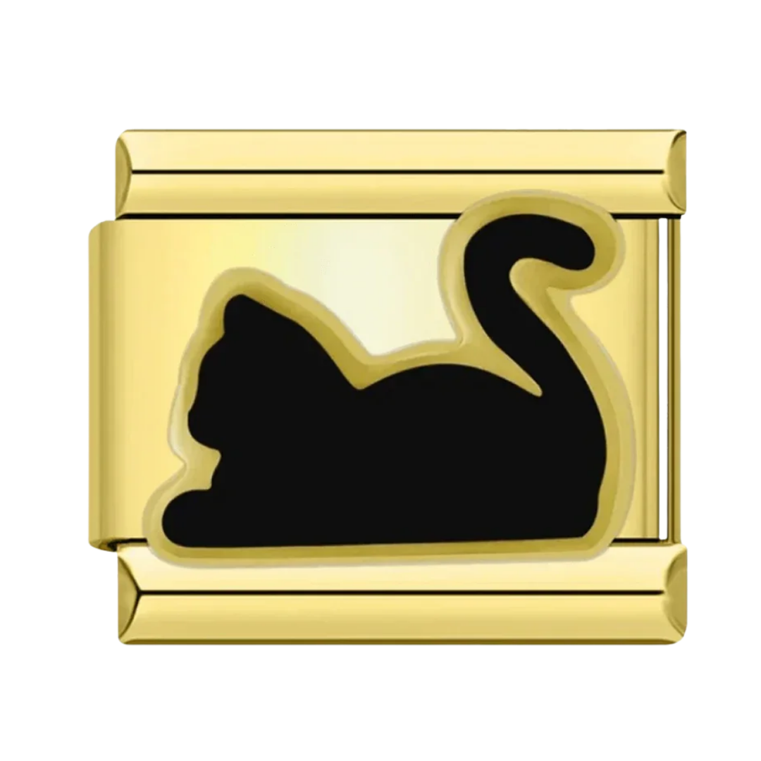 Charm Dorado Gato Negro