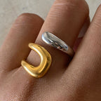 Anillo Bicolor Entrelazado Dorado y Plateado
