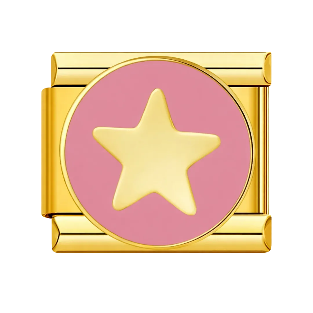 Charm Estrella Dorada Fondo Rosa