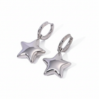 Aretes Dorados Tipo Argolla con Estrella Colgante
