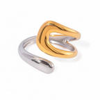 Anillo Bicolor Entrelazado Dorado y Plateado