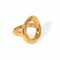 Anillo Dorado Geométrico Ondulado