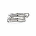 Anillo Plateado Triple con Zirconia