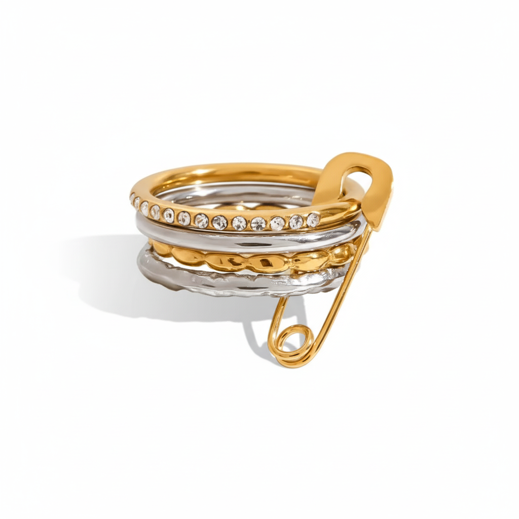 Anillo triple bicolor