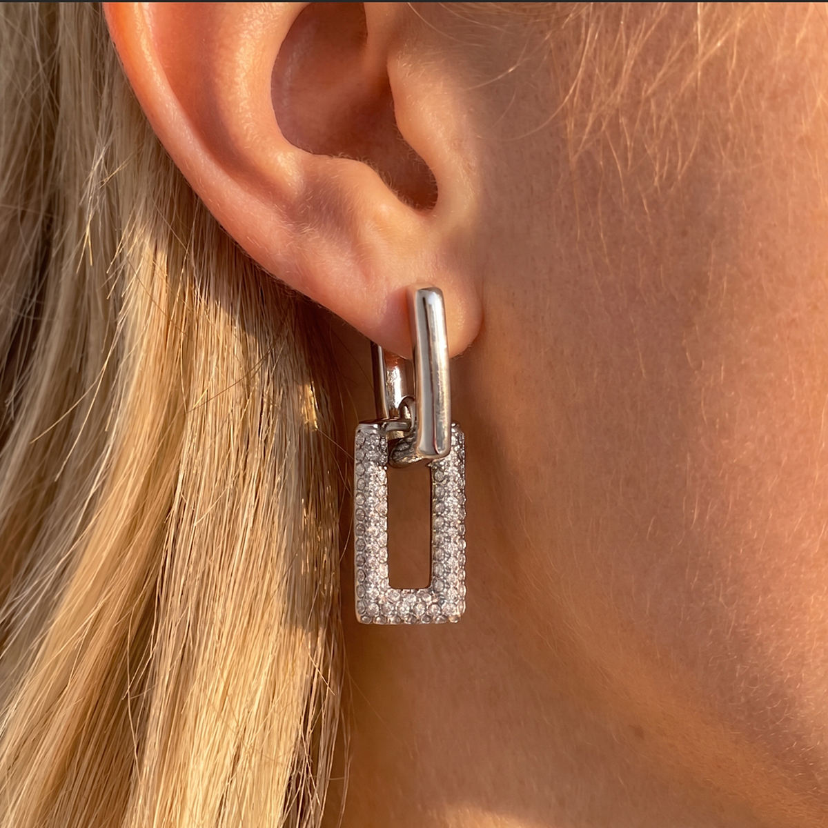 Aretes Chain Link Pavé
