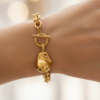 Pulsera Cadena con Dije Piedra Dorada