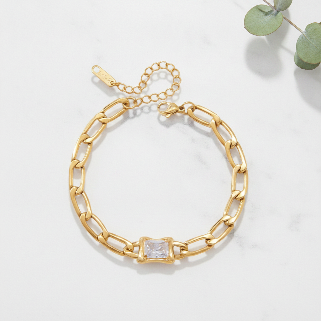 Pulsera Eslabones con Cristal Baguette