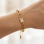Pulsera Eslabones con Cristal Baguette